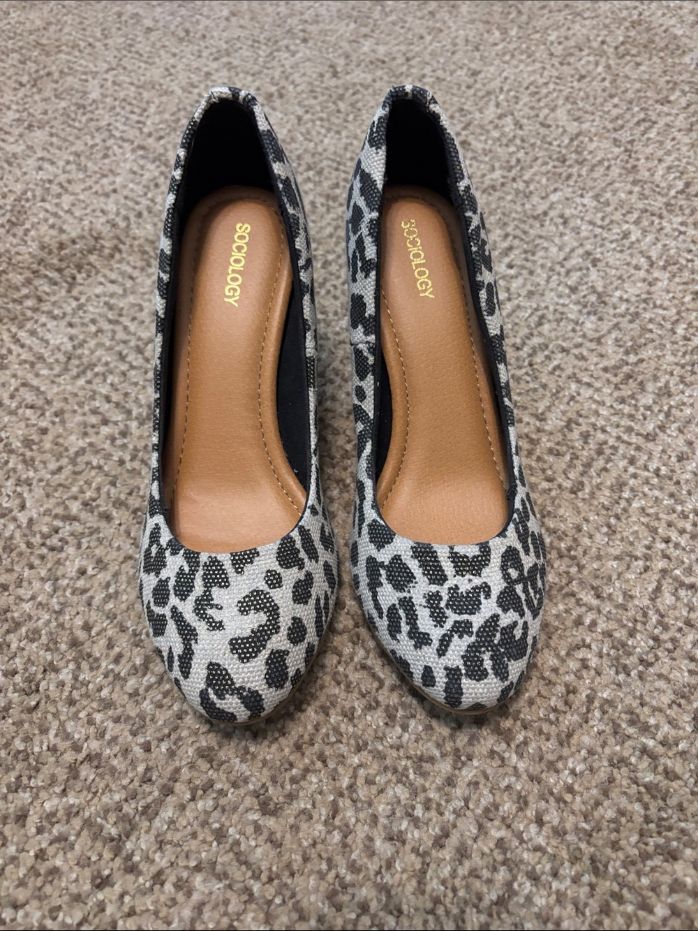 Sociology Women's Leopard-Print Round Toe Wedges 7.5
